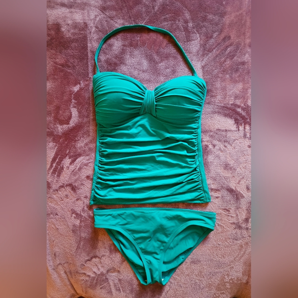 La Blanca Teal Ruched Tankini